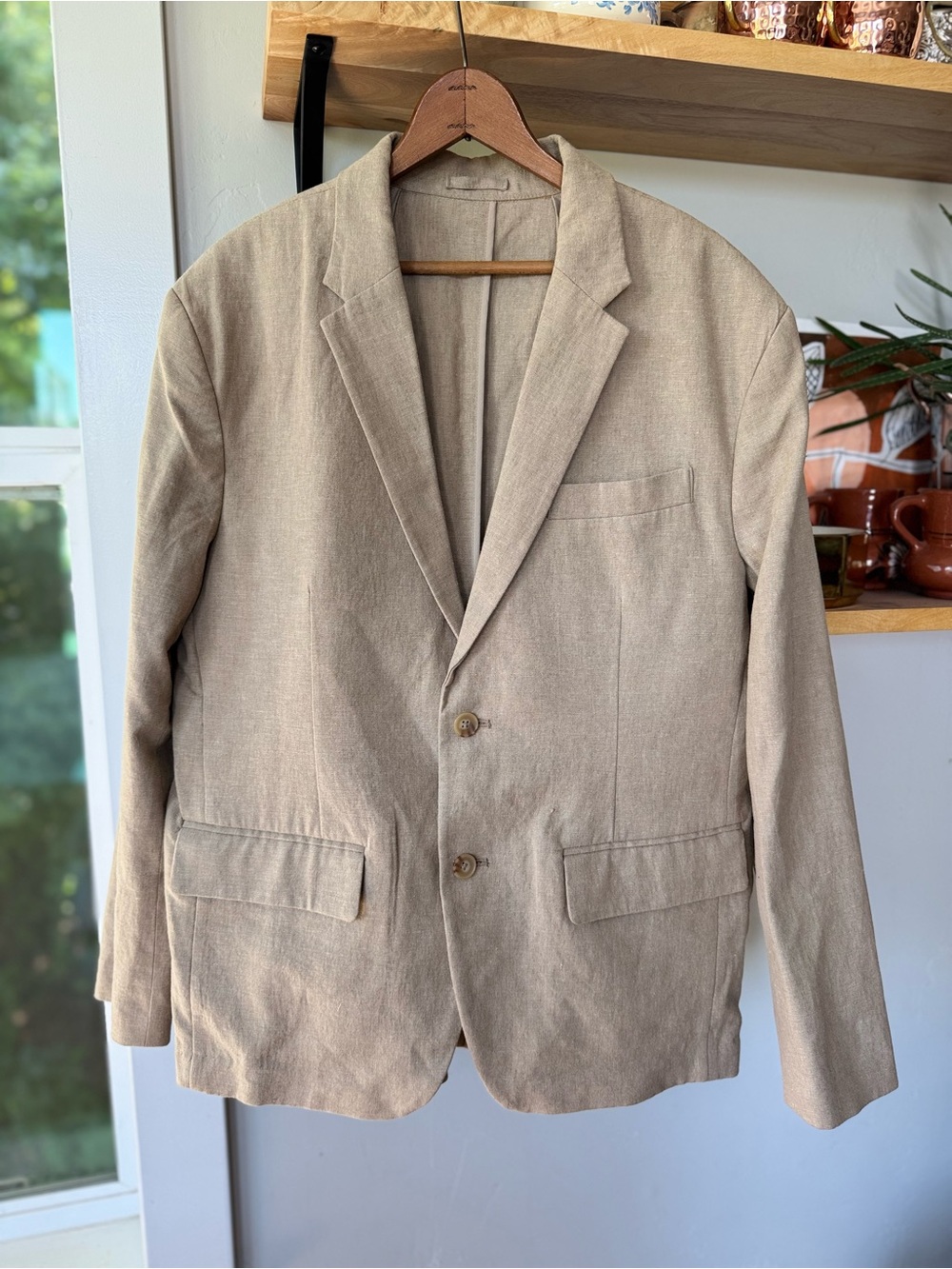 Old Navy Light Beige Linen-Blend Sport Coat Jacket Size Large